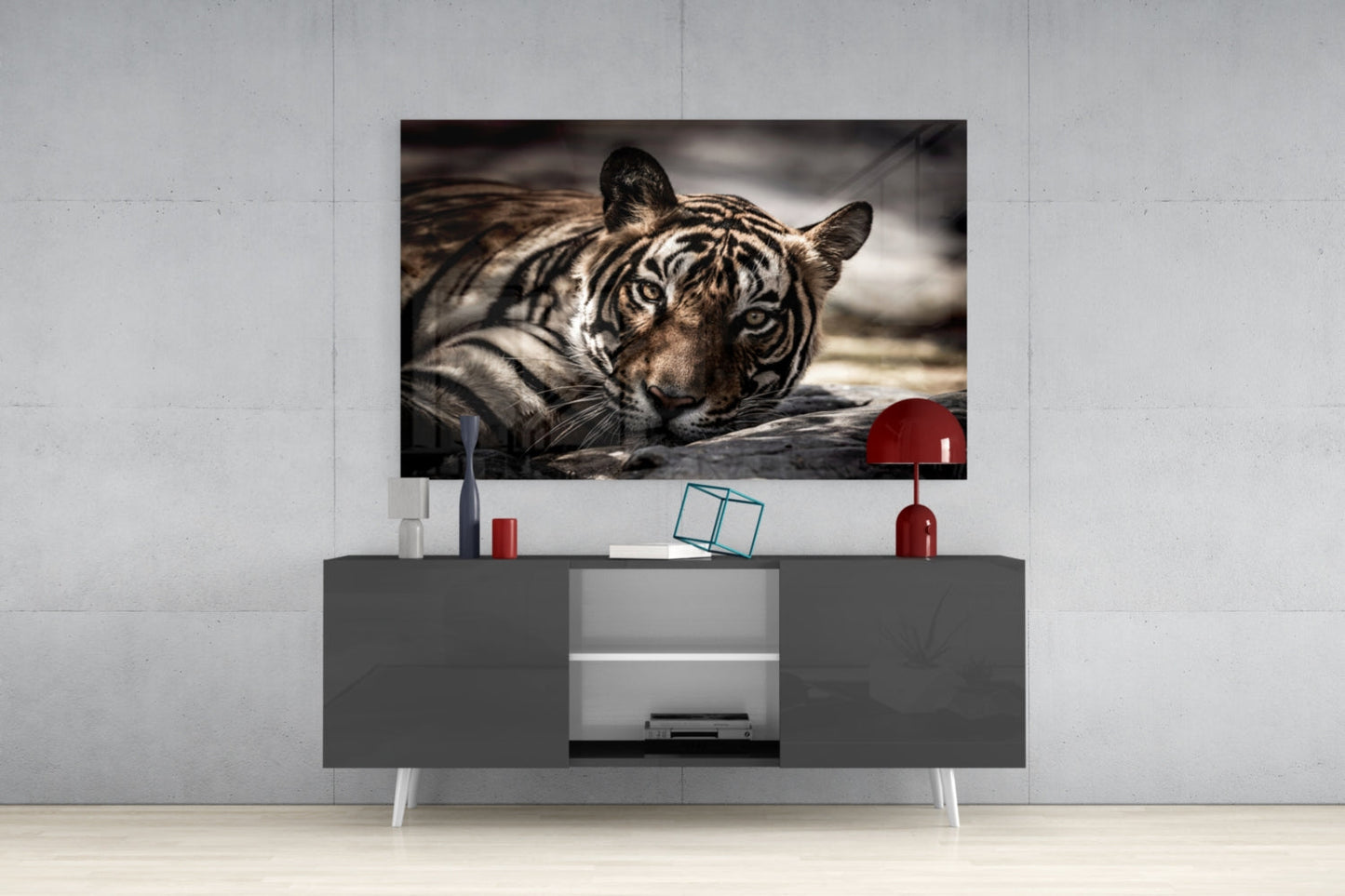 Resting Tiger Glass Wall Art