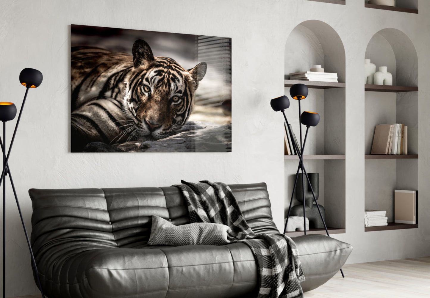 Resting Tiger Glass Wall Art