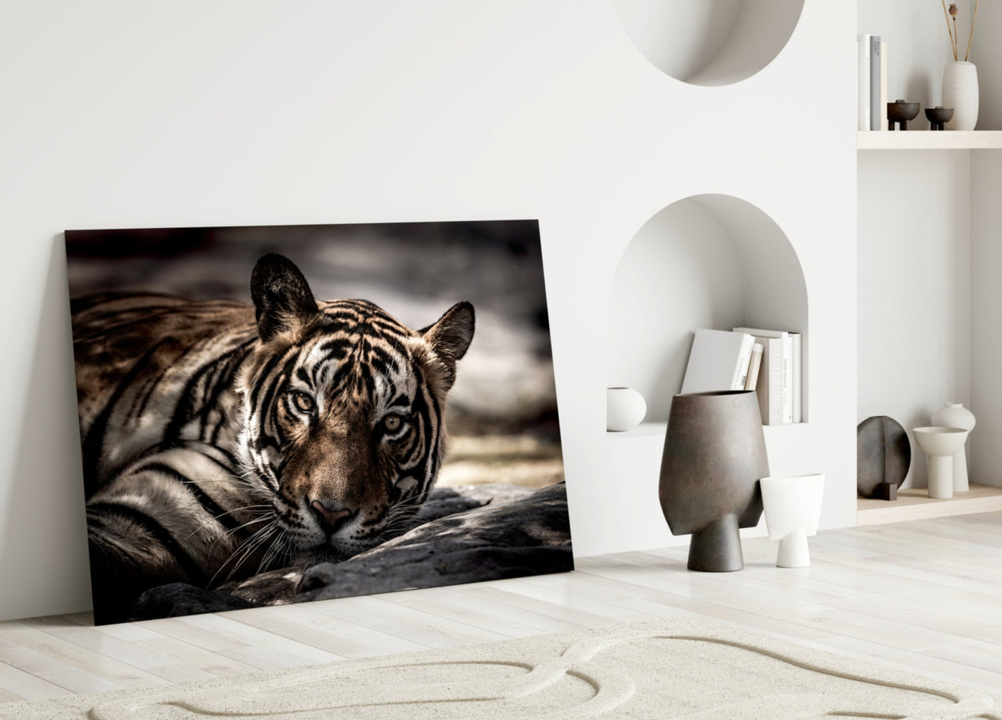 Resting Tiger Glass Wall Art