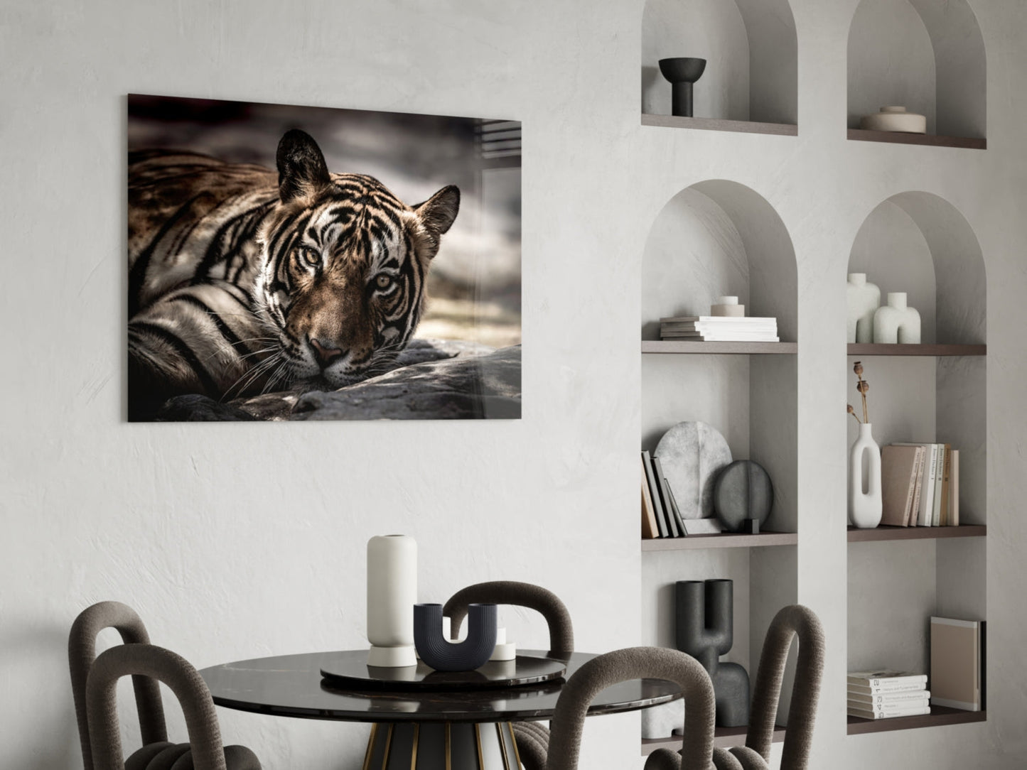 Resting Tiger Glass Wall Art