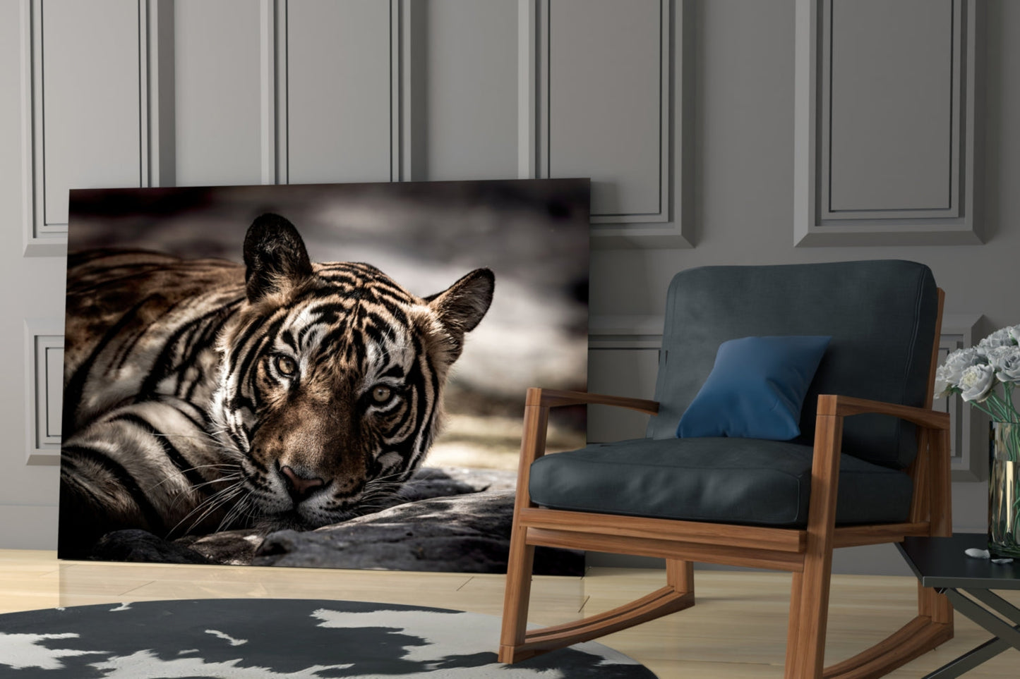 Resting Tiger Glass Wall Art