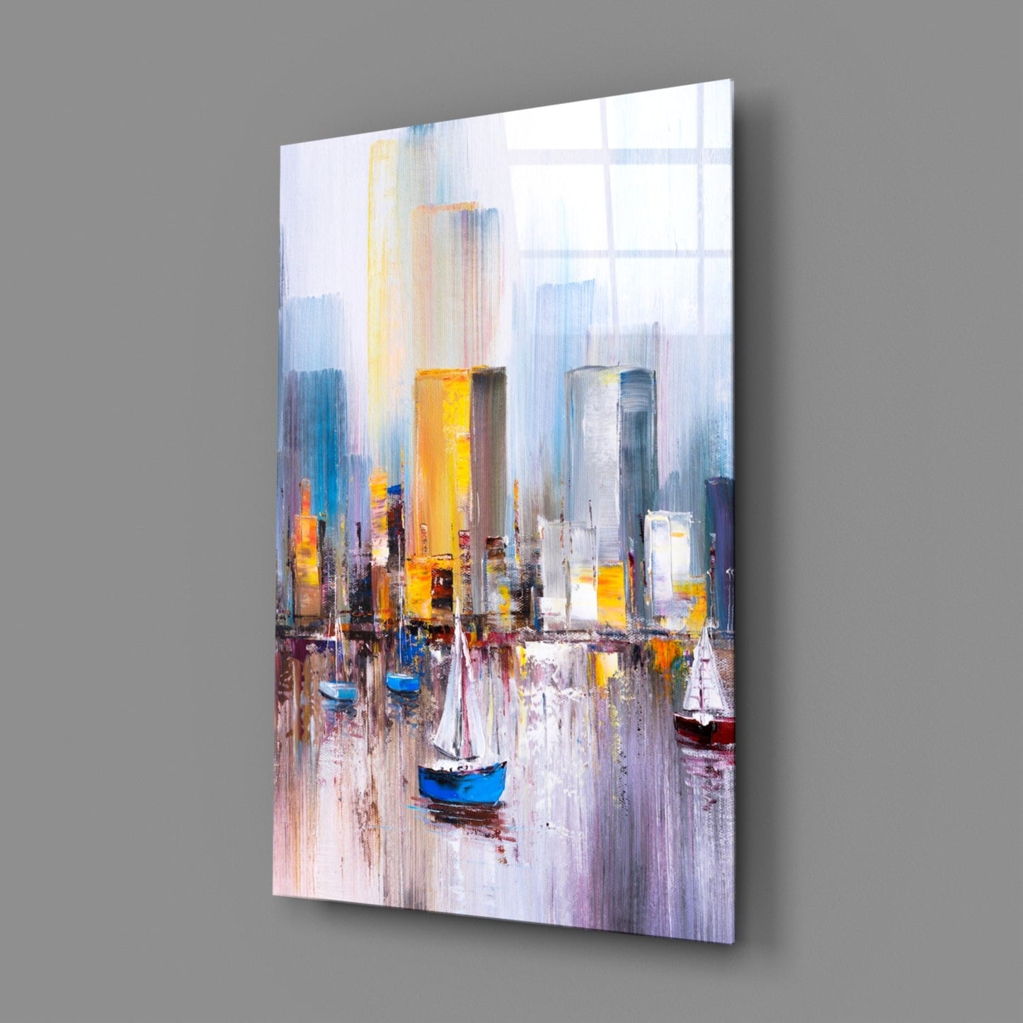 Harbor City Impressionist Glass Wall Art