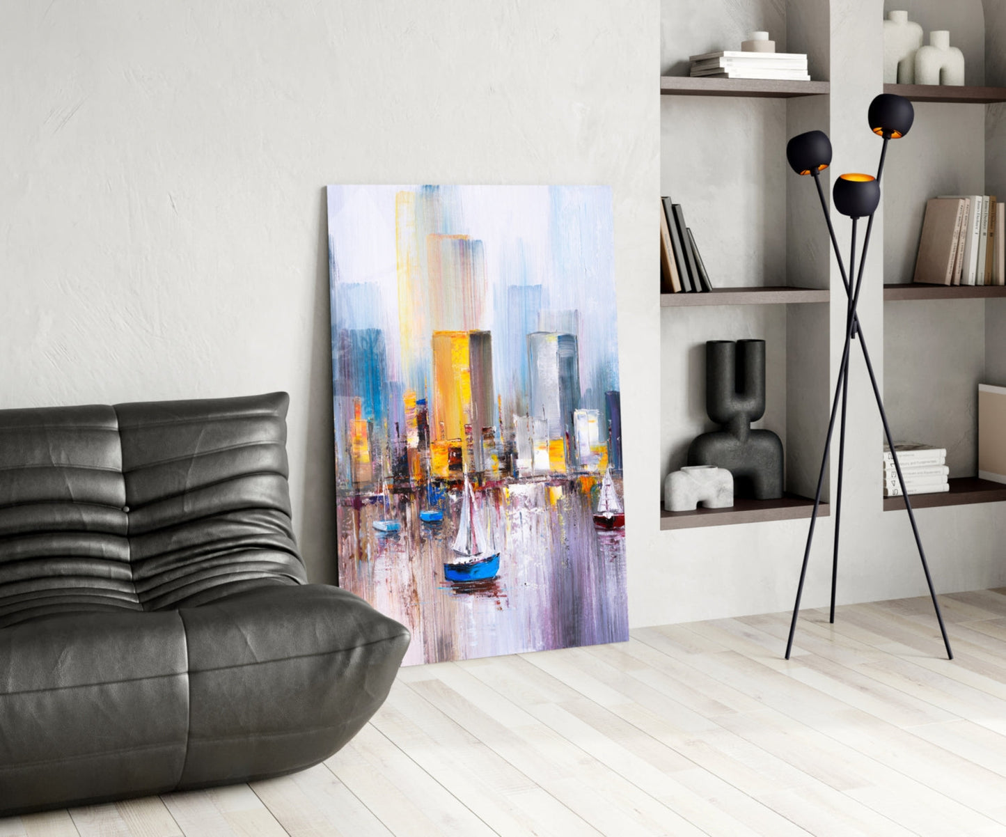 Harbor City Impressionist Glass Wall Art