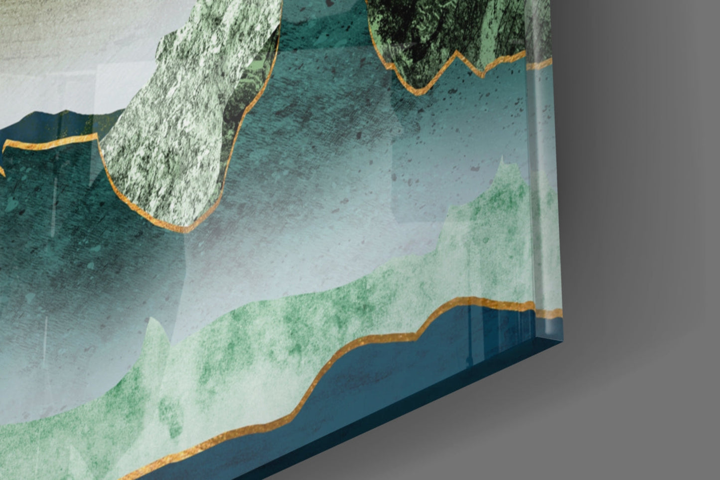 Gold Sun Layered Mountains Glass Wall Art