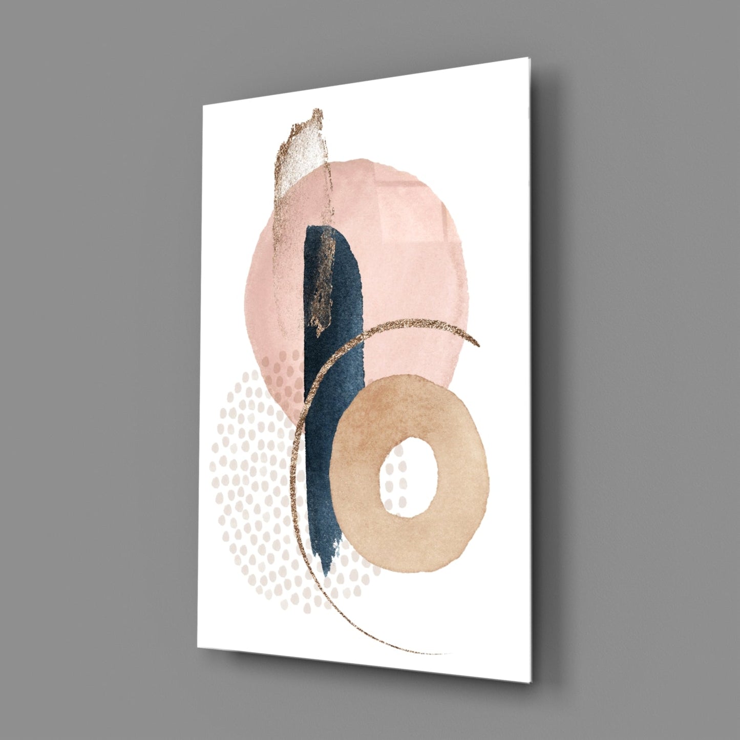 Blush Navy Boho Shapes Glass Wall Art