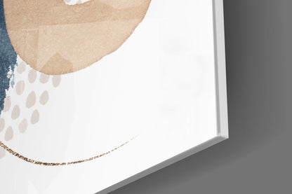 Blush Navy Boho Shapes Glass Wall Art