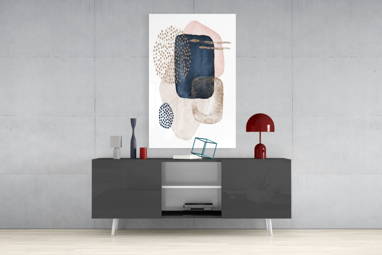 Navy Blush Boho Cluster Glass Wall Art