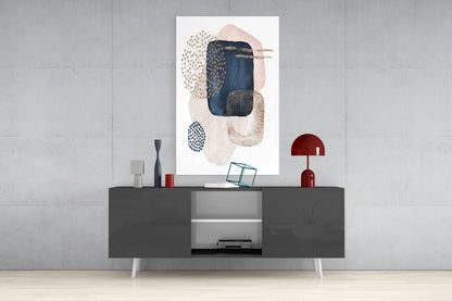 Navy Blush Boho Cluster Glass Wall Art
