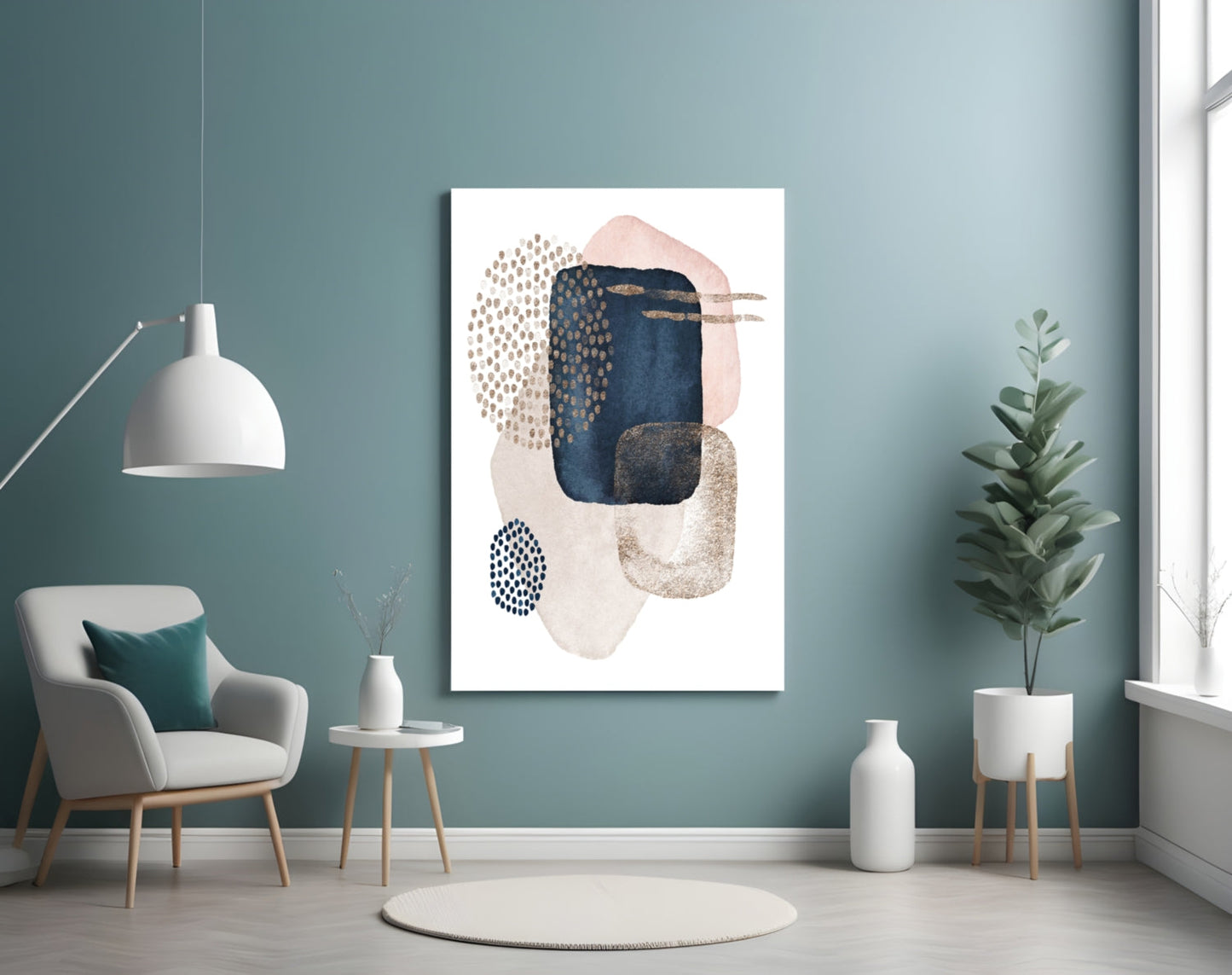 Navy Blush Boho Cluster Glass Wall Art