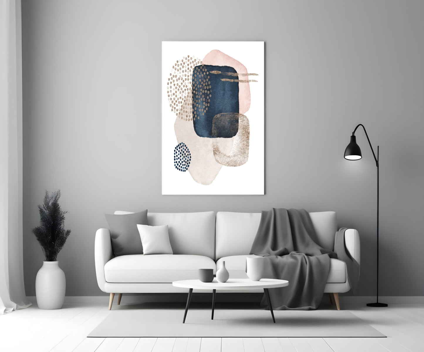 Navy Blush Boho Cluster Glass Wall Art
