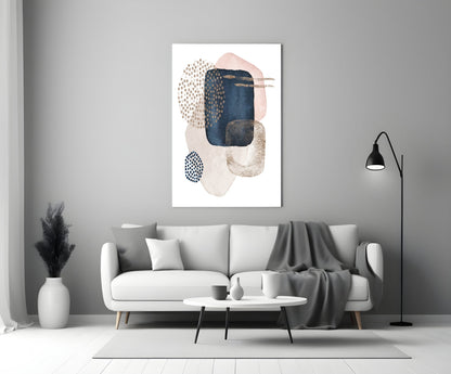 Navy Blush Boho Cluster Glass Wall Art