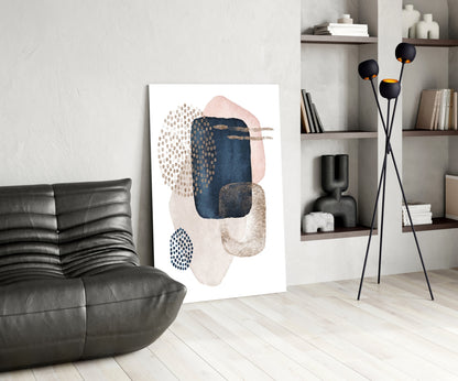 Navy Blush Boho Cluster Glass Wall Art