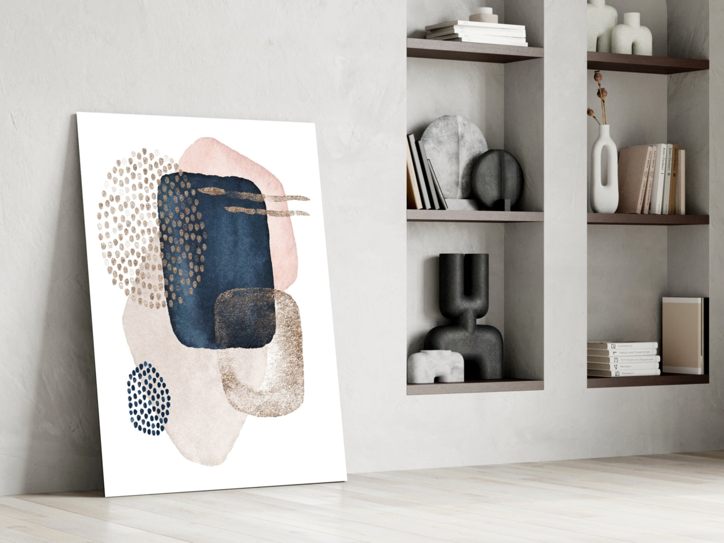 Navy Blush Boho Cluster Glass Wall Art