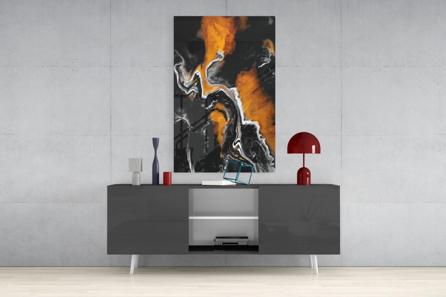 Amber Marble Alcohol Ink Glass Wall Art