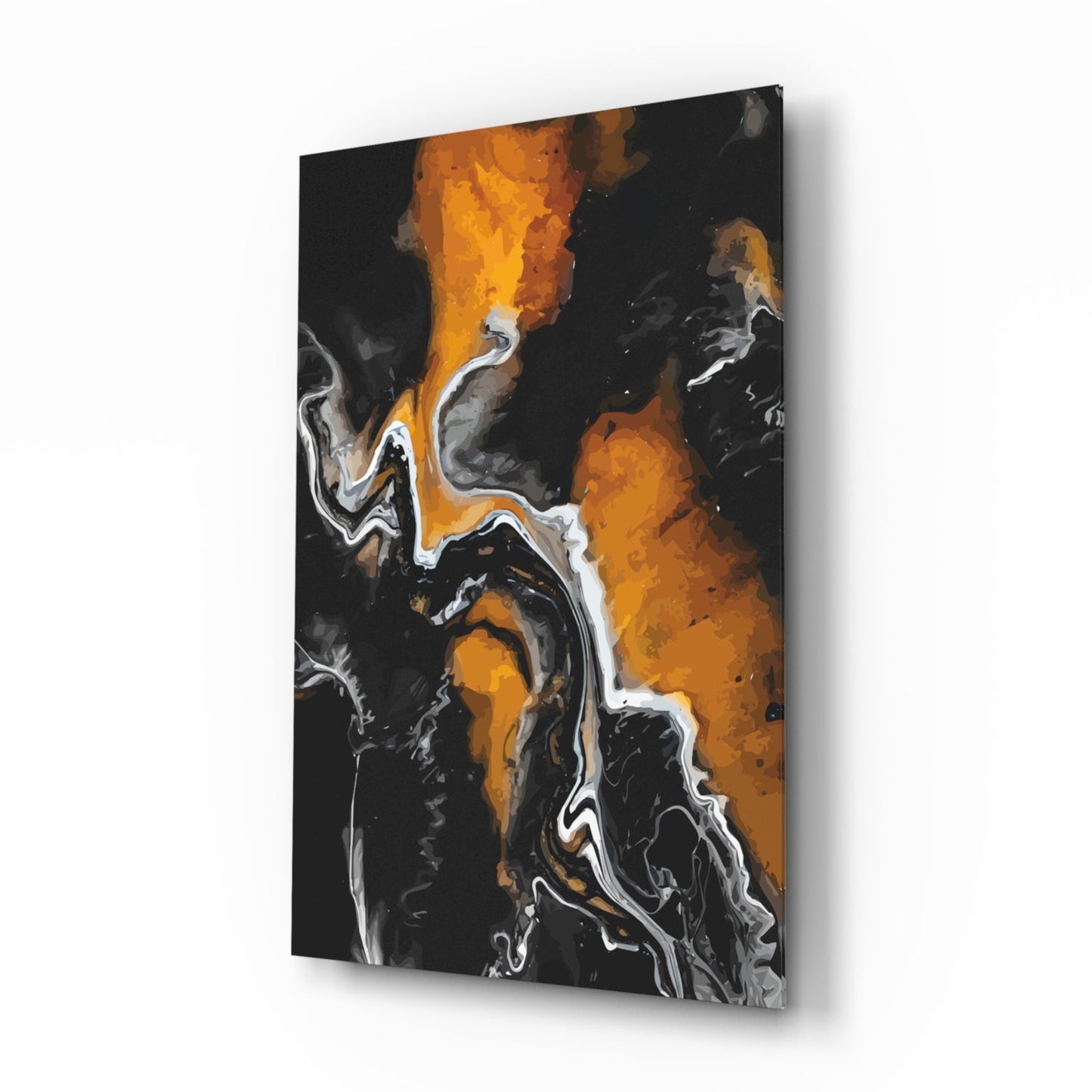 Amber Marble Alcohol Ink Glass Wall Art