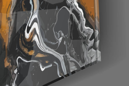 Amber Marble Alcohol Ink Glass Wall Art