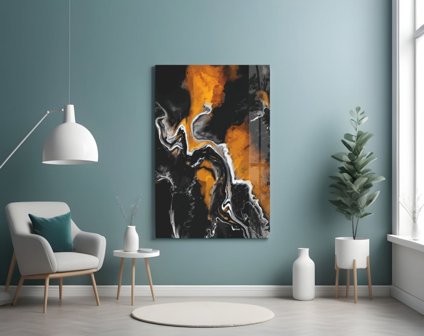Amber Marble Alcohol Ink Glass Wall Art