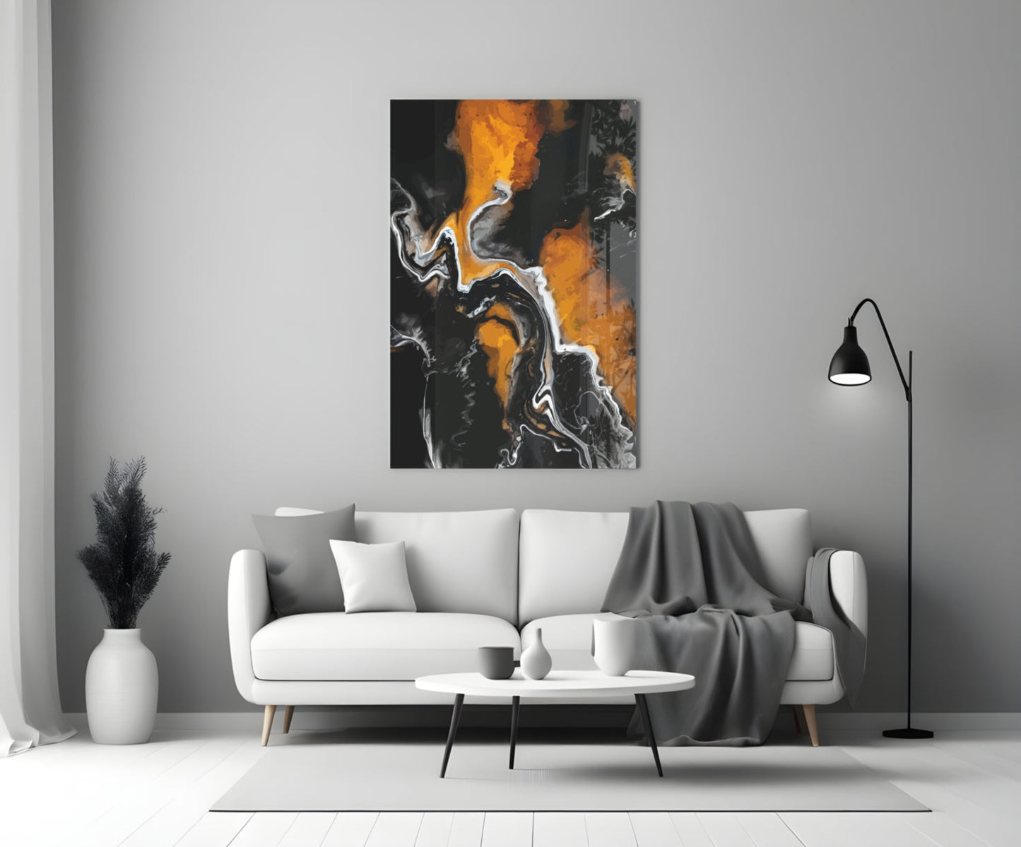 Amber Marble Alcohol Ink Glass Wall Art