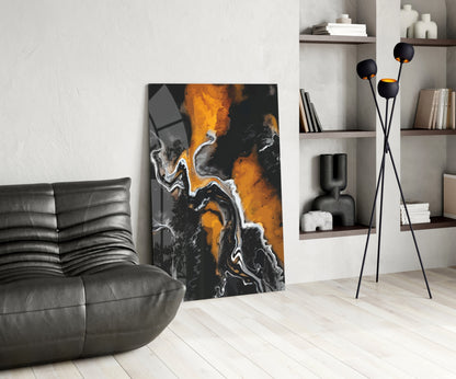 Amber Marble Alcohol Ink Glass Wall Art