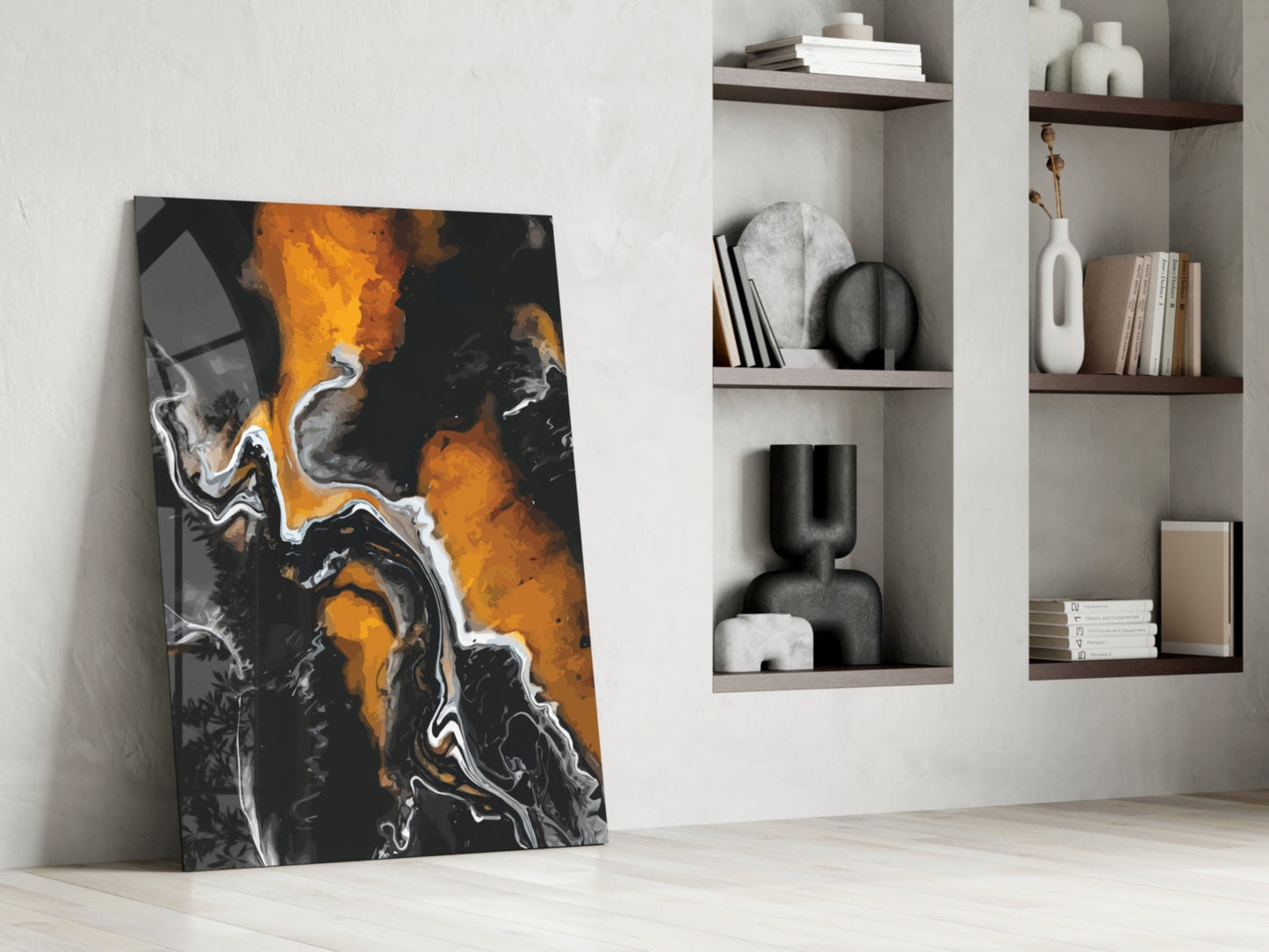 Amber Marble Alcohol Ink Glass Wall Art