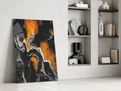 Amber Marble Alcohol Ink Glass Wall Art