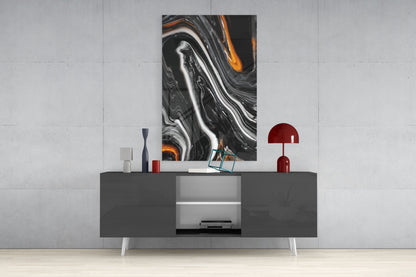 Black Wave Alcohol Ink Glass Wall Art