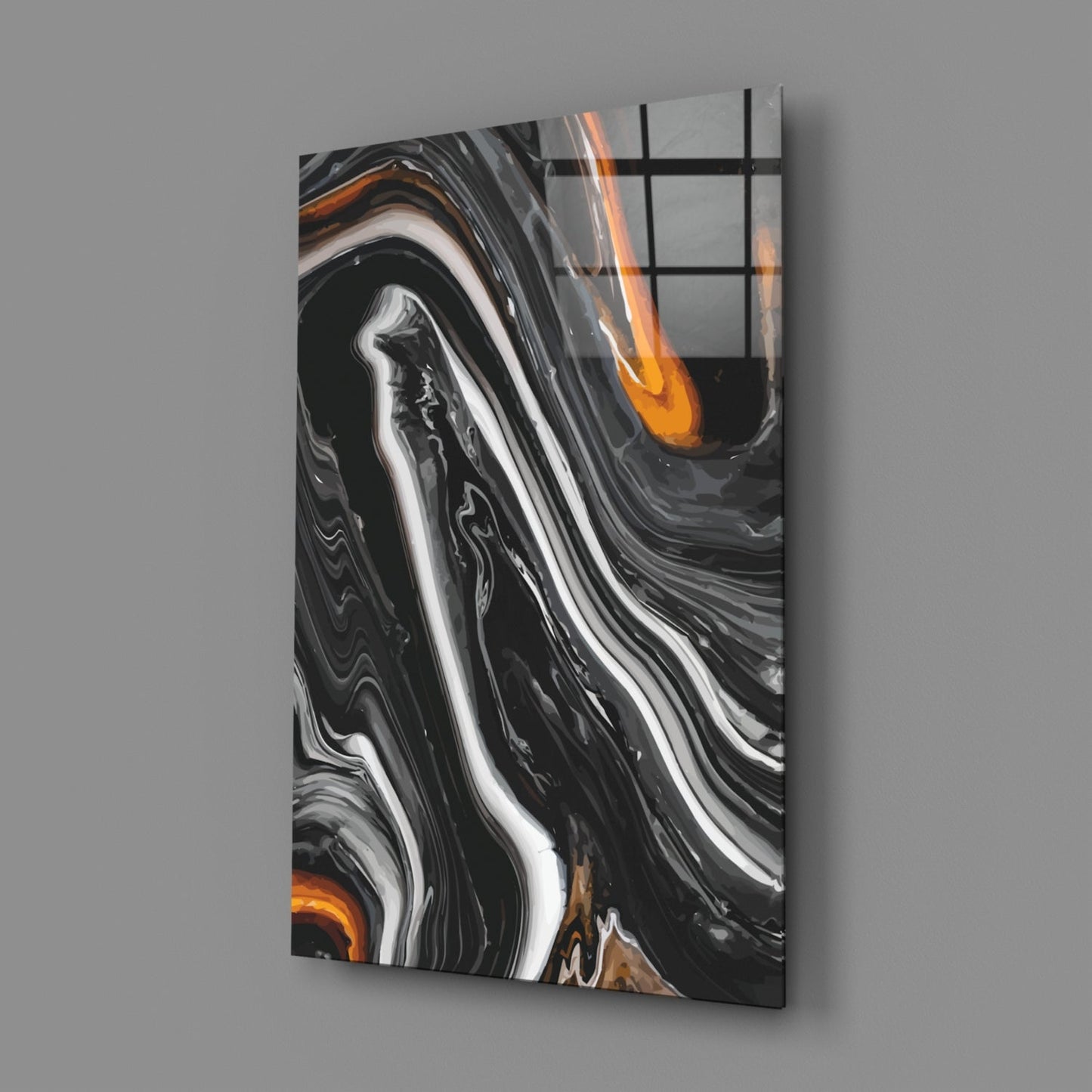 Black Wave Alcohol Ink Glass Wall Art