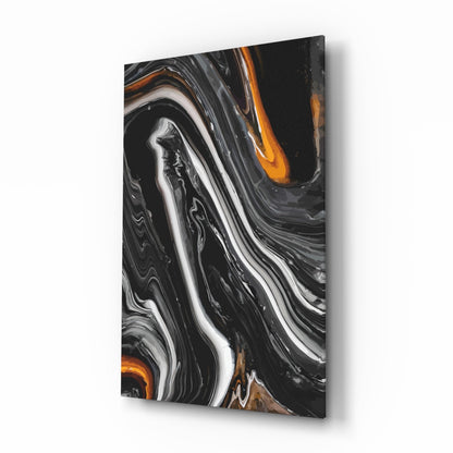 Black Wave Alcohol Ink Glass Wall Art