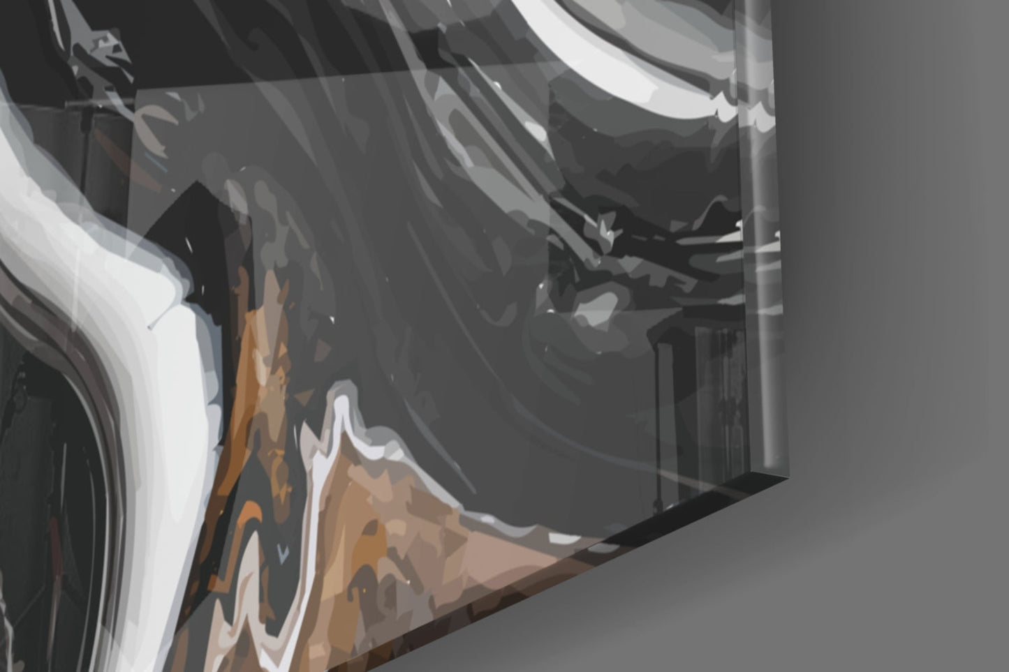 Black Wave Alcohol Ink Glass Wall Art