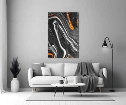 Black Wave Alcohol Ink Glass Wall Art