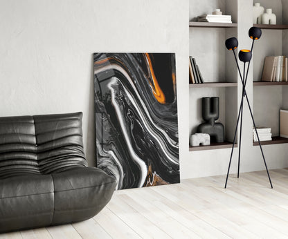 Black Wave Alcohol Ink Glass Wall Art