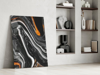 Black Wave Alcohol Ink Glass Wall Art