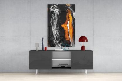 Bronze Ribbon Alcohol Ink Glass Wall Art