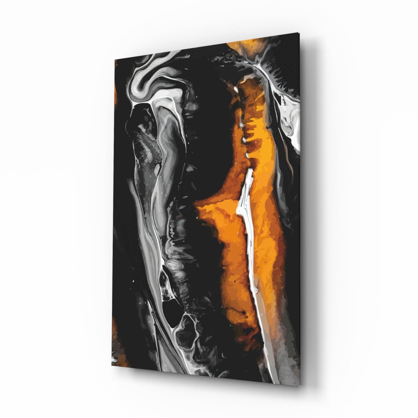 Bronze Ribbon Alcohol Ink Glass Wall Art