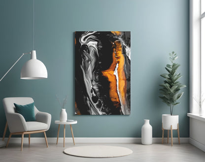 Bronze Ribbon Alcohol Ink Glass Wall Art