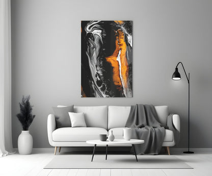Bronze Ribbon Alcohol Ink Glass Wall Art