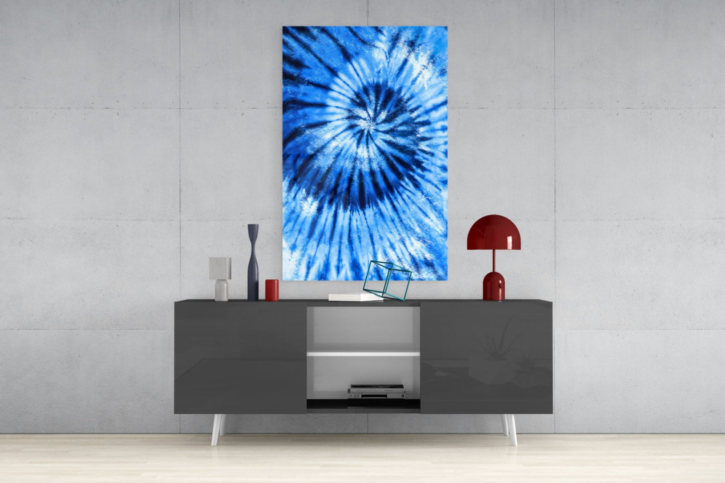 Blue Tie Dye Glass Wall Art