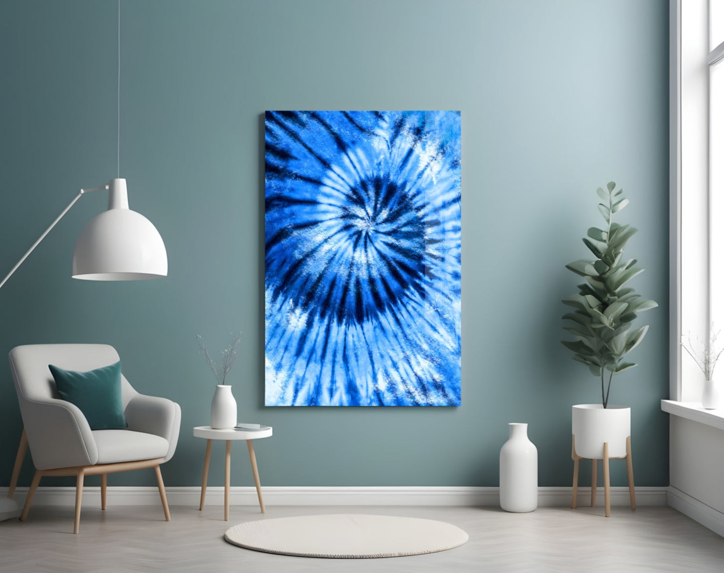 Blue Tie Dye Glass Wall Art