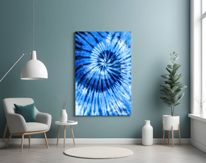 Blue Tie Dye Glass Wall Art