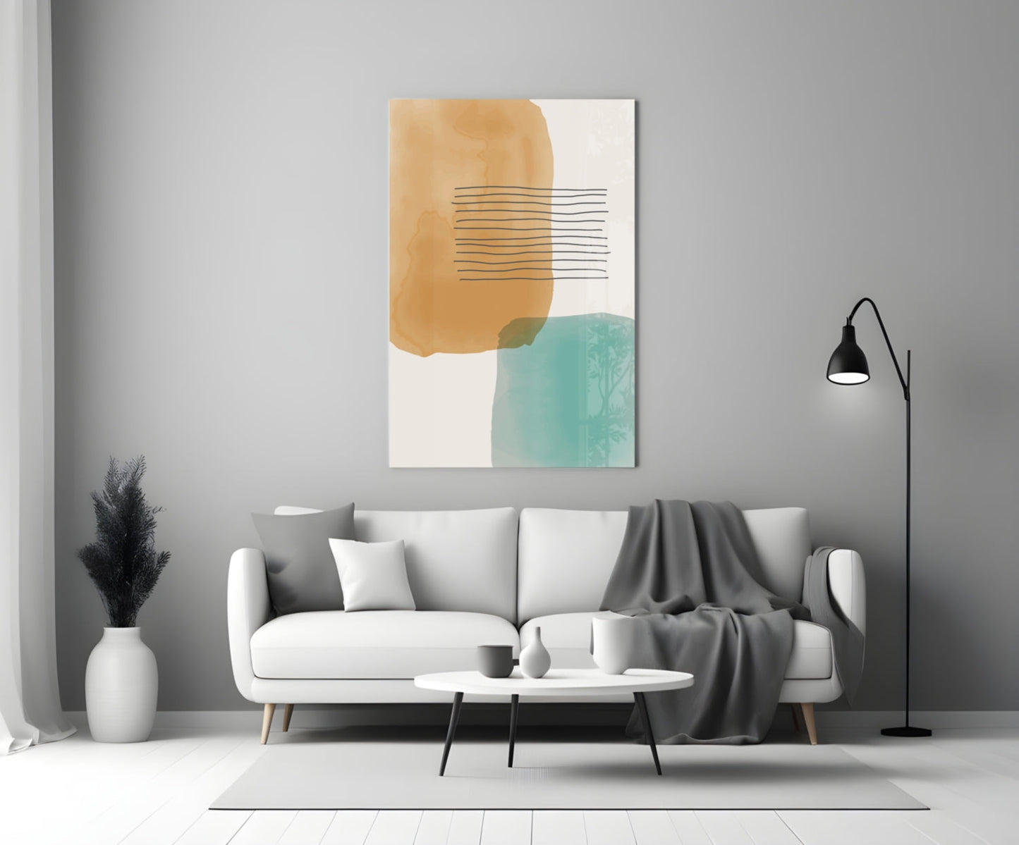 Striped Blocks Glass Wall Art