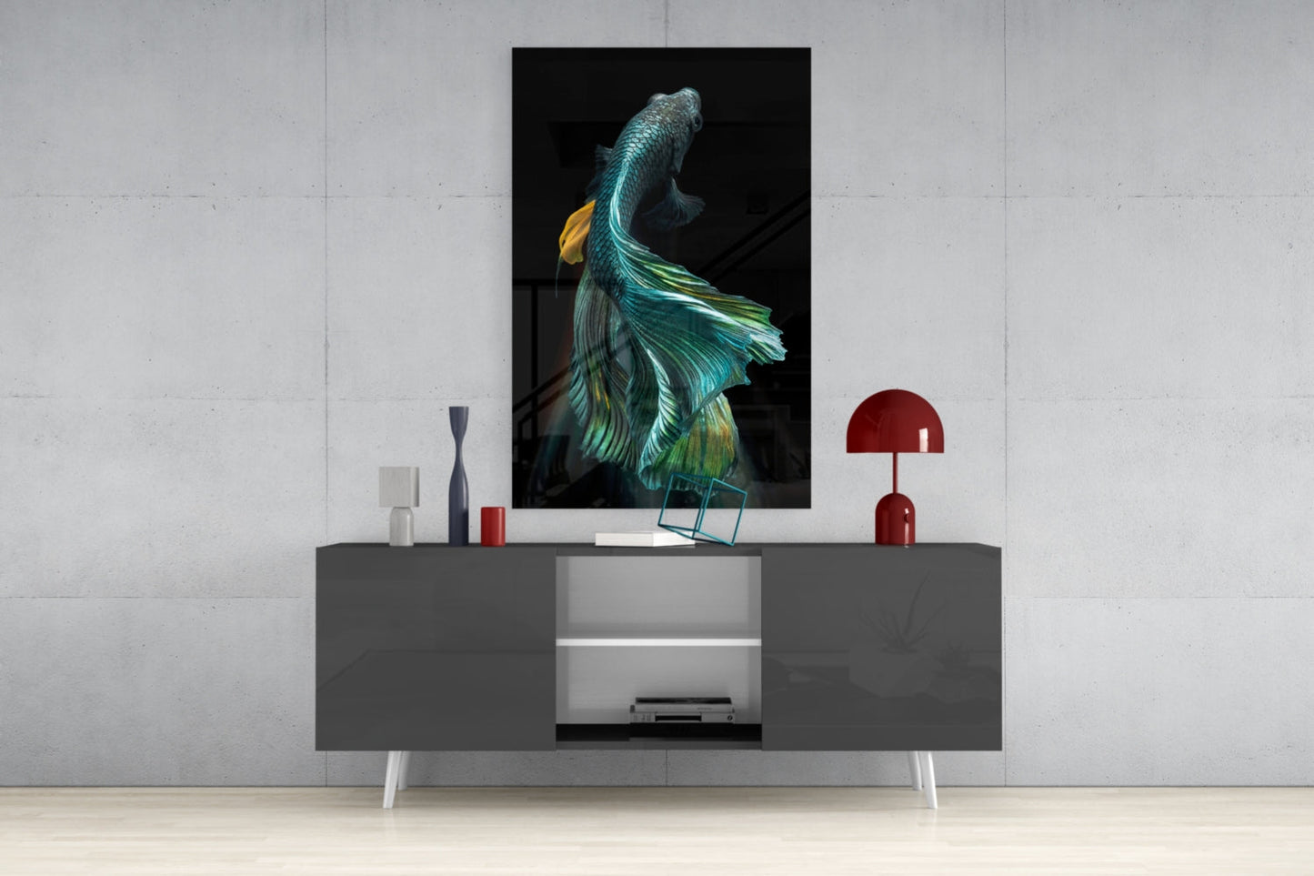 Betta Fish Glass Wall Art Aquatic Print