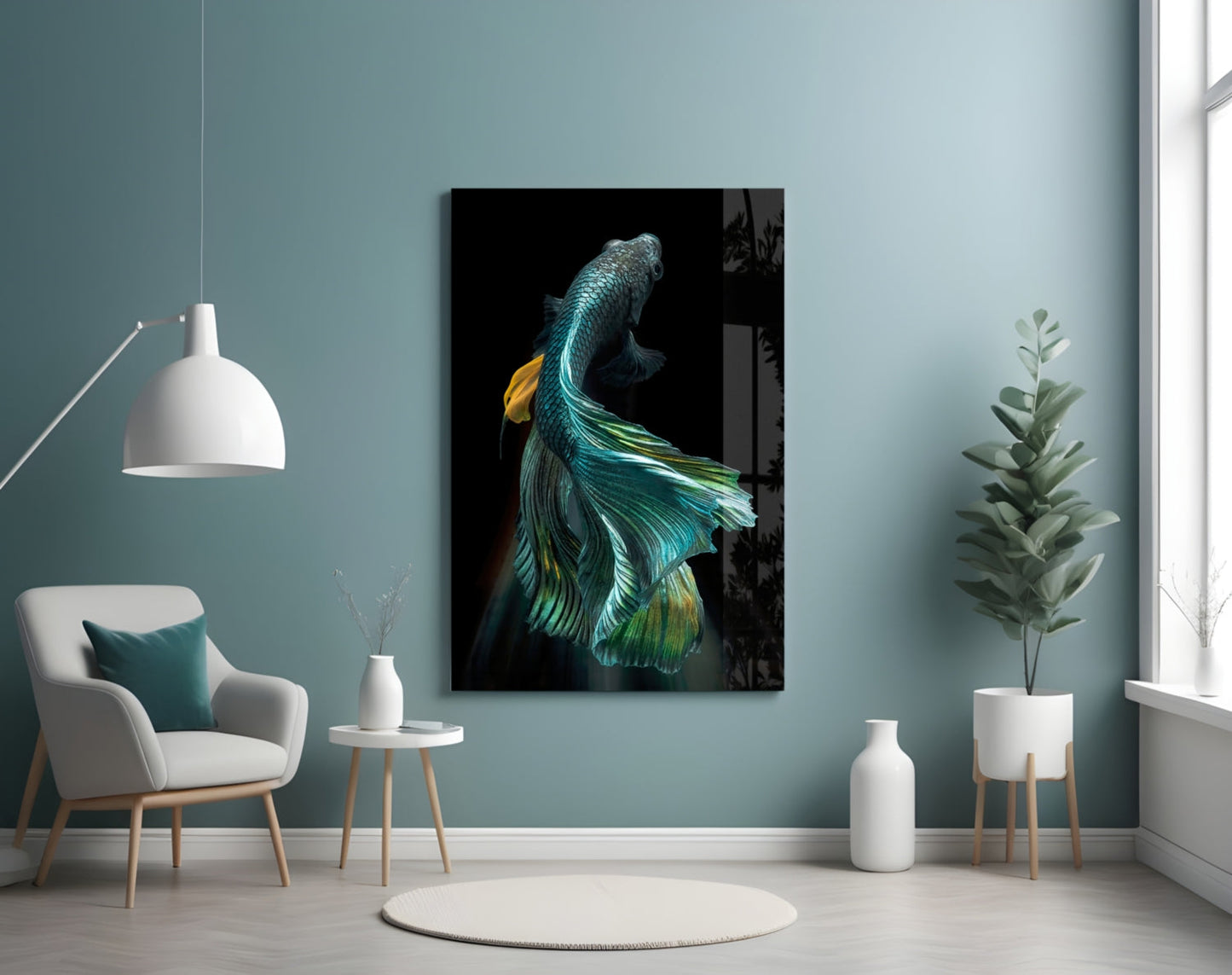 Betta Fish Glass Wall Art Aquatic Print