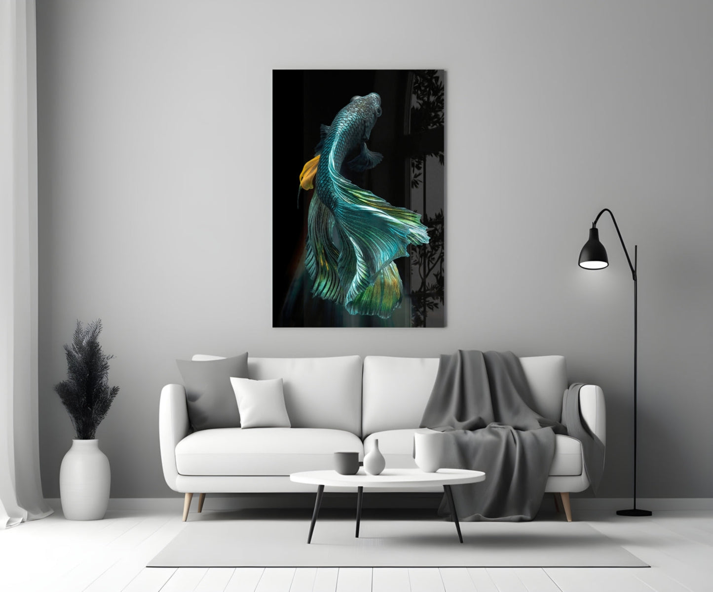 Betta Fish Glass Wall Art Aquatic Print
