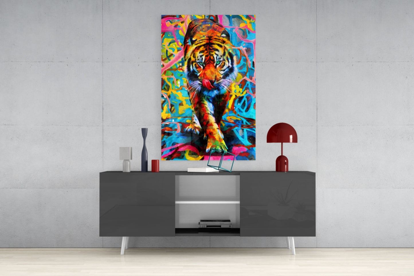 Graffiti Tiger Glass Wall Art