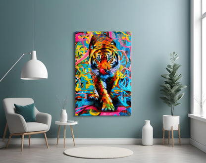 Graffiti Tiger Glass Wall Art