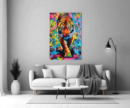 Graffiti Tiger Glass Wall Art