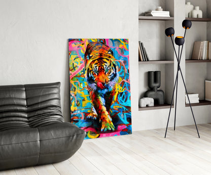 Graffiti Tiger Glass Wall Art