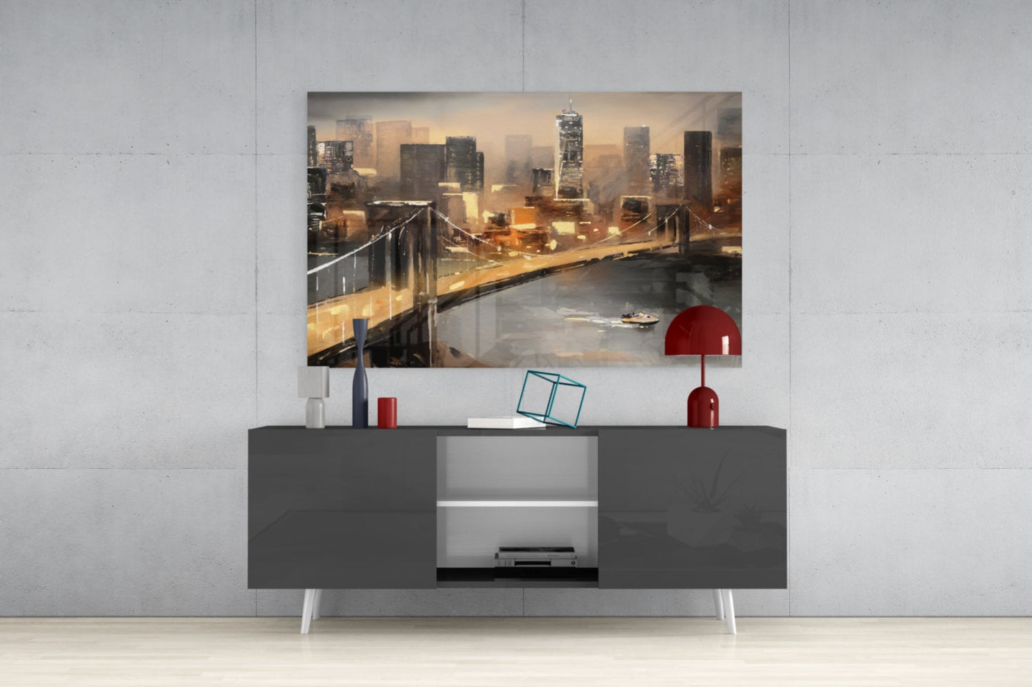 New York Bridge Glass Wall Art