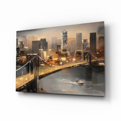 New York Bridge Glass Wall Art