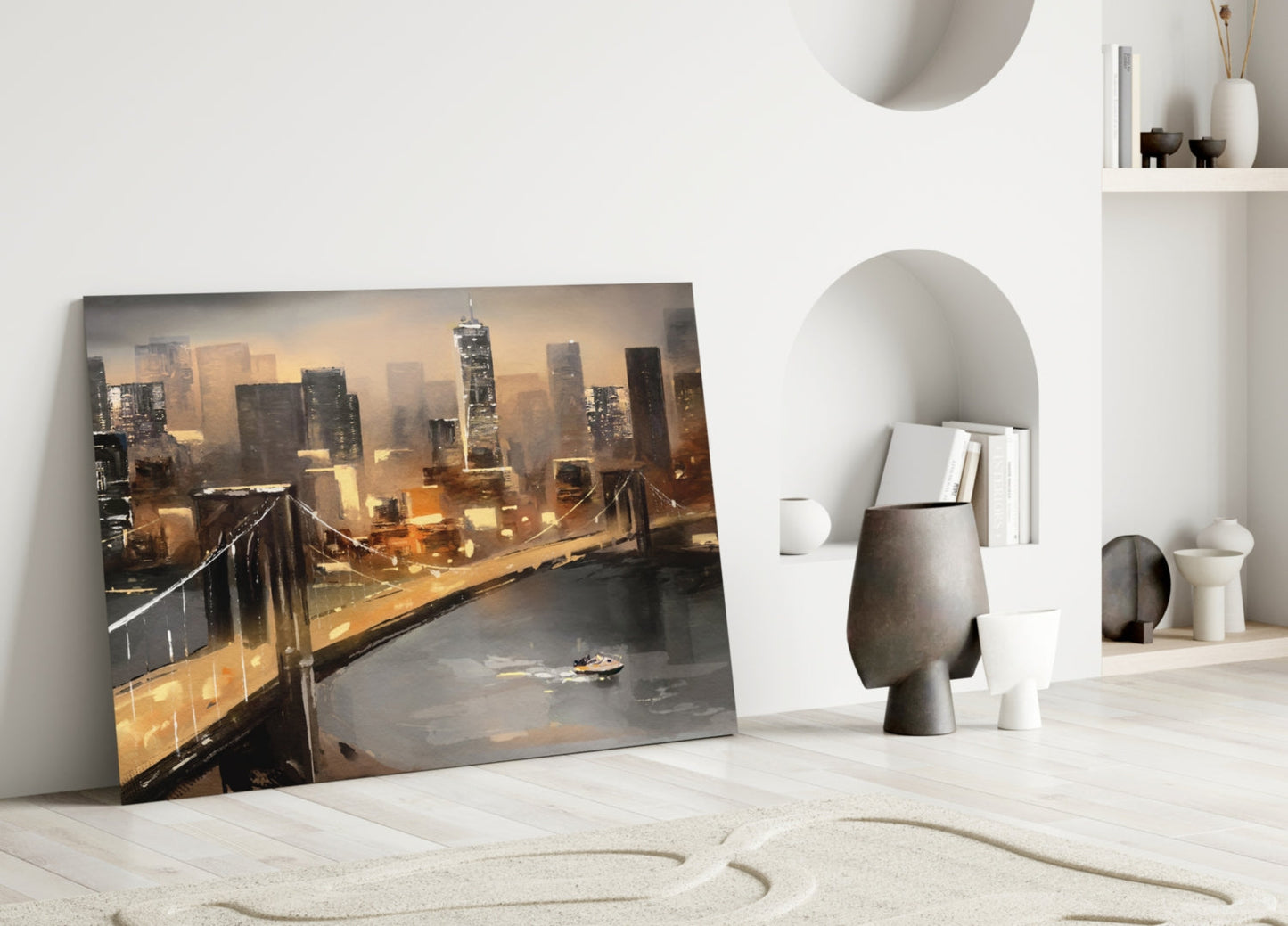 New York Bridge Glass Wall Art
